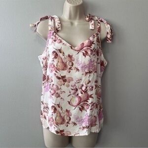 PAIGE Cream Ruffled Tie Front Camisole